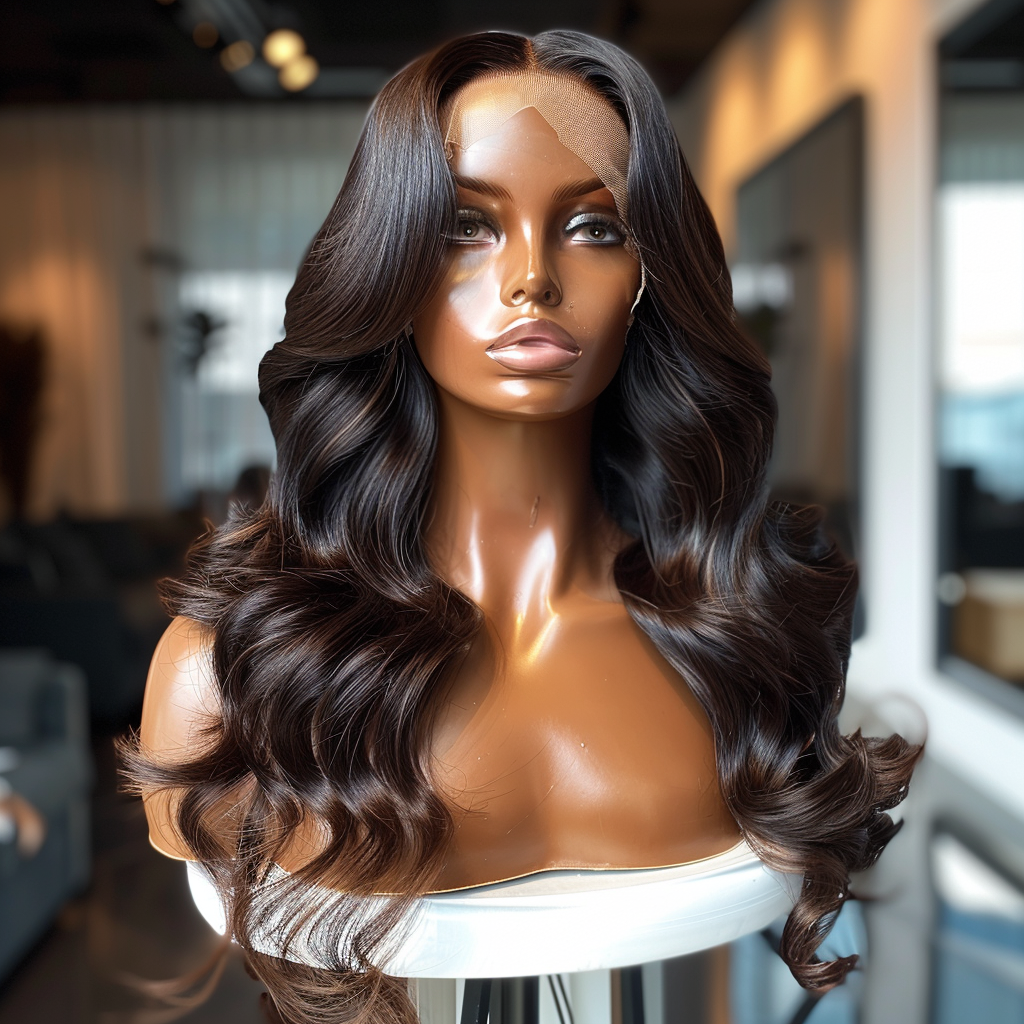 Perruques HD transparent bouclé ''body wave''